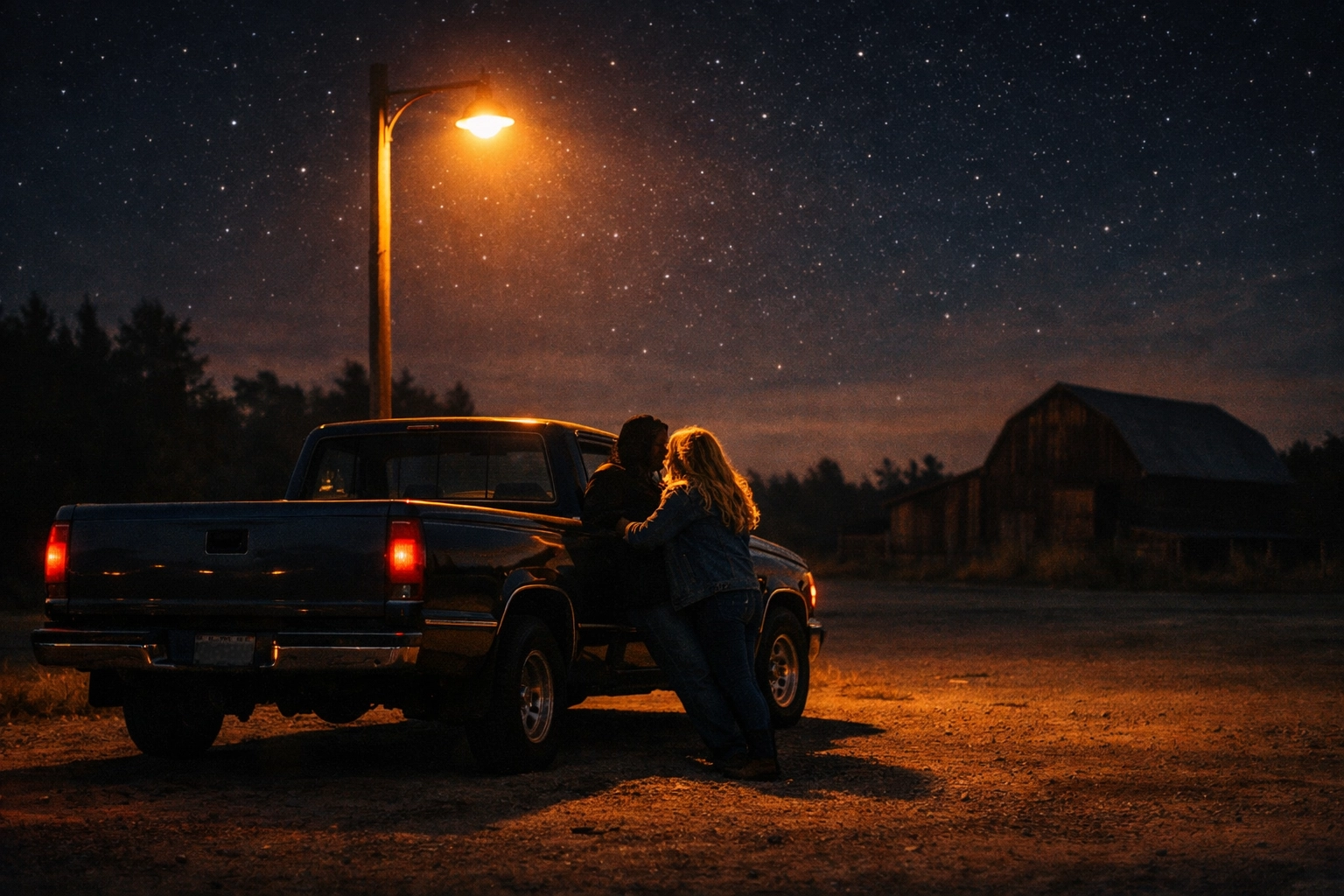 Barefoot in the Parking Lot — sandals on the pavement at sunset