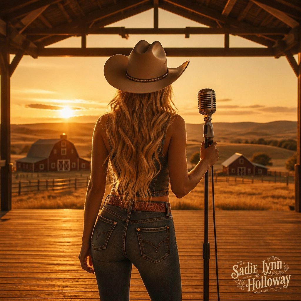 Sadie Lynn Holloway singing at golden sunset