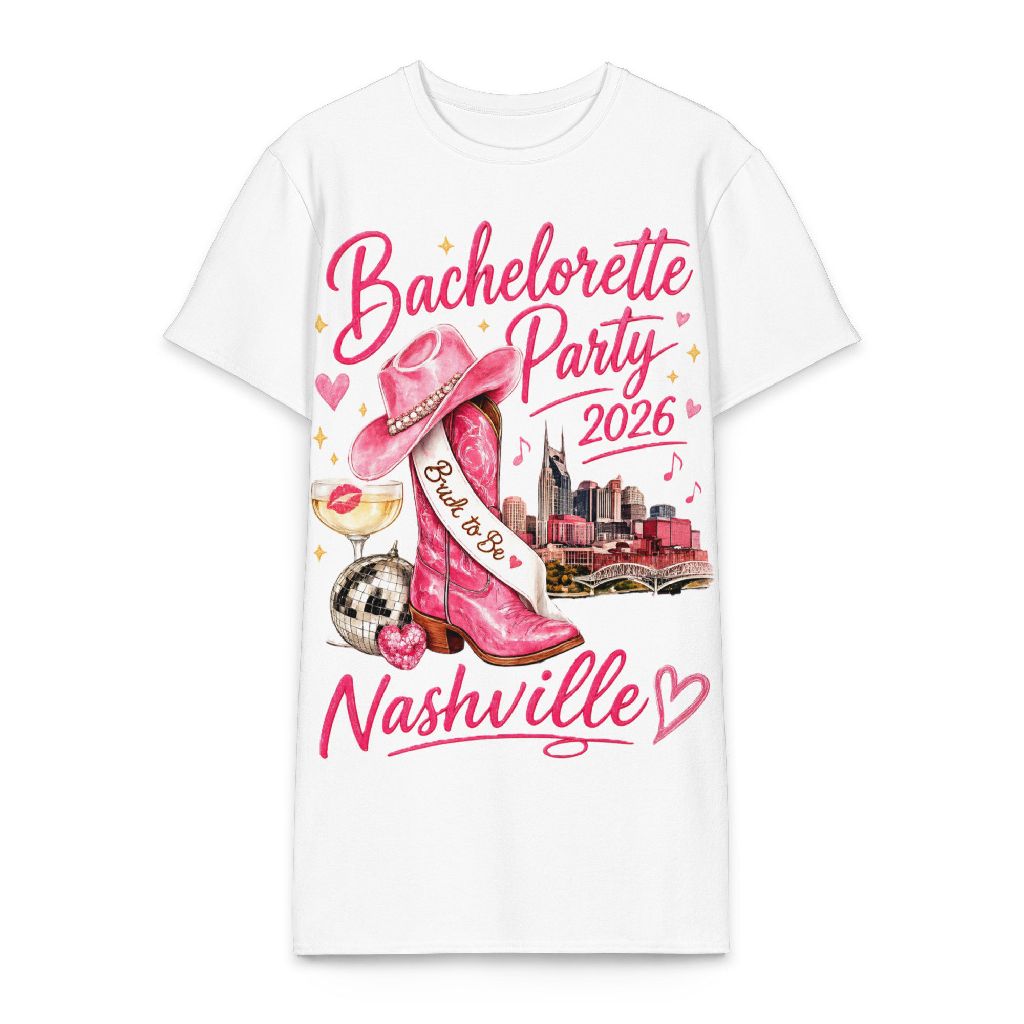 Bachelorette Party 2026 Nashville T-Shirt Dress — Sadie Lynn Holloway Official Merch